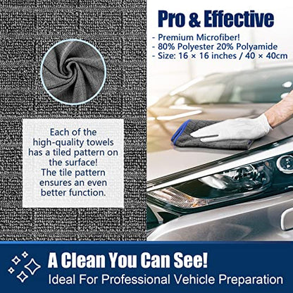 Airlab Microfiber Towels for Cars Wash Drying Auto Detailing, Highly Absorbent, Lint-Free, Streak-Free, All-Purpose Cleaning Cloths for Household, 16" x 16", Pack of 8, Grey - color: Dark Grey, Pack of 8