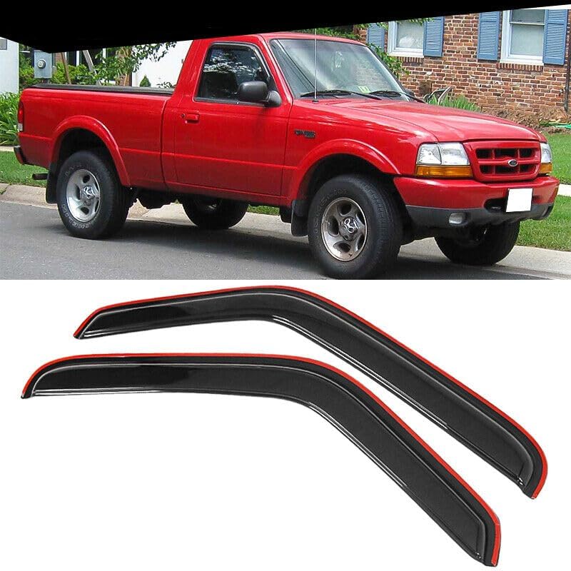 Original 2pcs Wind Deflectors, in-Channel Rain Guards Set, Side Window Visors Compatible with 1993-2011 94-10 Mazda B2300/B4000,94-08 Mazda B3000 with Standard/Extended Cab 92083 - size: For 1993-2011 Ford Ranger
