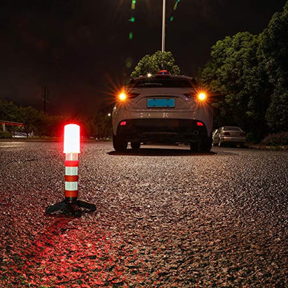 Twinkle Star Emergency Roadside Flares Kit LED Safety Strobe Road Warning Light Highway Beacon Alert Flare with Magnetic Base, Detachable Stand, Solid Storage Case (Set of 4) - color: Gray, size: 4 Sets