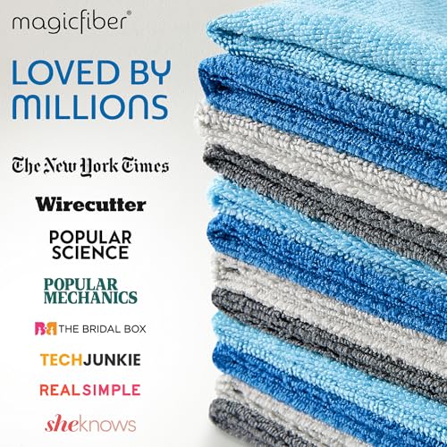 MagicFiber Microfiber Cleaning Cloth - Higher Quality, Larger Size - Micro Fiber Cloth for Cleaning Rags, Dust Cloths, Kitchen Dish Towels (12 Pack, 13”x11”)