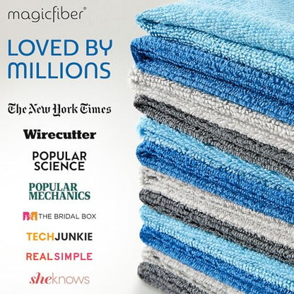 MagicFiber Microfiber Cleaning Cloth - Higher Quality, Larger Size - Micro Fiber Cloth for Cleaning Rags, Dust Cloths, Kitchen Dish Towels (12 Pack, 13”x11”)