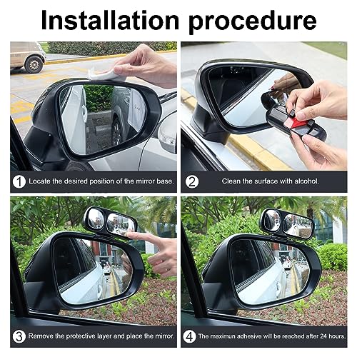 LivTee Blind Spot Mirror, Double Adjustable Mounted Blindspot Mirror HD Glass Wide Angle View, Side Rearview Mirror Universal, Right - size: Double-Right