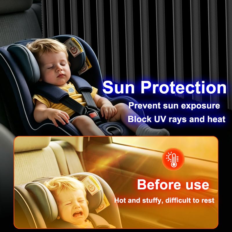 Car Side Window Sun Shades, Magnetic 2PCS Car Privacy Window Shade, Car Window Shade for Breastfeeding, Taking a nap, Changing Clothes, Camping (Back Seat 2pcs)