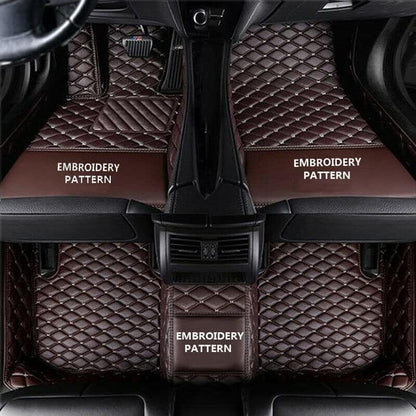 Custom Making Car Floor Mats for 96% Car Model Luxury Leather All Weather Waterproof Anti-Skid Full Coverage Liners (Dark Brown) - color: dark brown