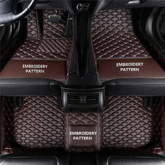 Custom Making Car Floor Mats for 96% Car Model Luxury Leather All Weather Waterproof Anti-Skid Full Coverage Liners (Dark Brown) - color: dark brown