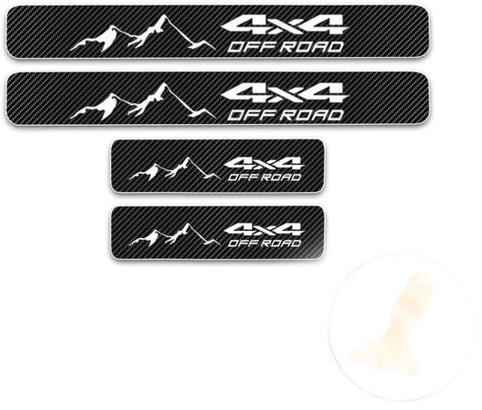 4Pcs Car Door Sill Protector fit for Toyota Tundra Carbon Fiber Door Entry Guard Scuff Plate Accessories White - color: white