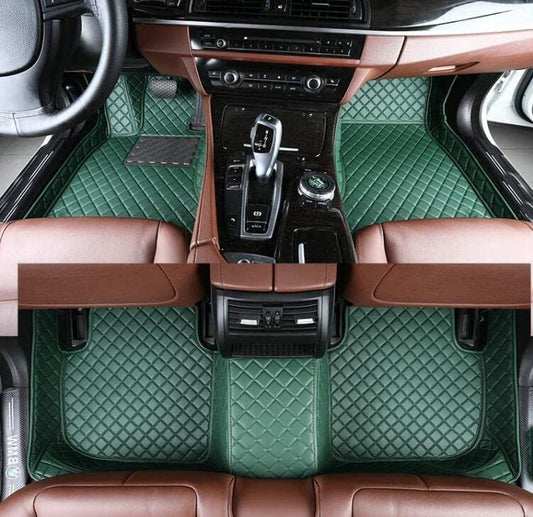 Custom Floor Mats for Cars fit 95% Sedan SUV Sports Car Full Coverage All Weather Men Women Pads Protection Non-Slip Leather Floor Liners (Green) - color: Green