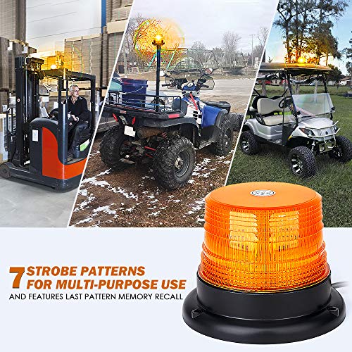 Xprite LED Beacon Light, Forklift Strobe Lights w/Magnetic Base for Construction Vehicles, TowTrucks, Security Patrol, Postal, Golf Carts, UTV ATV, Snow Plows-Amber - color: Amber