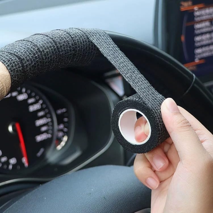 6 Sets of Anti-Slip, Sweat-Absorbing self-Adhesive Steering Wheel Covers, Universal DIY Steering Wheel Protectors, Enhancing Comfort, Suitable for Cars, Trucks, and SUVs (Black & Skin)