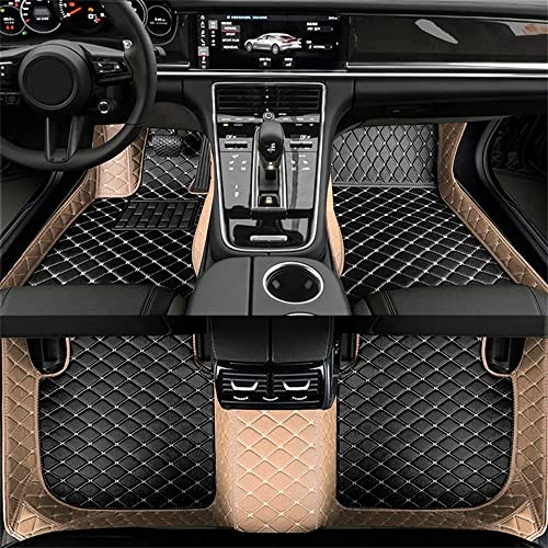 Custom Waterproof Leather Car Floor Mats Fit for Most Car SUV Truck & Sportscar All Weather Protection Vehicles (Black+Beige) - color: Black+Beige
