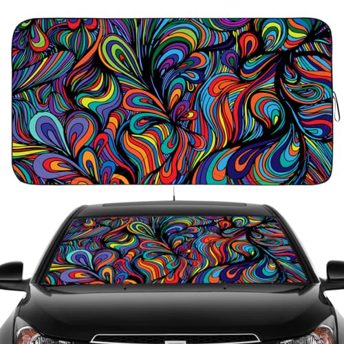 Gven Windshield Sun Shade for Car Front Window Cover Sunshades Visor Automotive Sun Shield for Full-Size Sedan & SUV, Mid-Size SUV, Sports Cars Mid-Size Pickup Truck Car Accessories(Abstract, L) - color: Abstract, size: Large