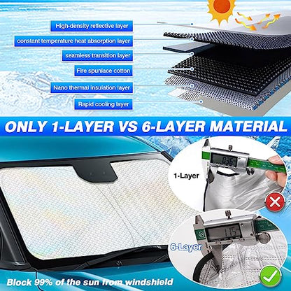 Canvcle Windshield Sun Shade for 2016-2021 Honda Civic 10th Gen Accessories Thicken 6-Layer Front Window Sunshade Cover Sun Visor Protector Foldable Block UV Rays Keep Vehicle Cool - size: 1PCS Honda Civic 10th Gen 2016-2021
