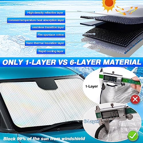 Canvcle Windshield Sun Shade for Ford F-150 2021-2025 2026 F150 Accessories Thicken 6-Layer Front Window Sunshade Cover Sun Visor Protector Foldable Block UV Rays Keep Vehicle Cool - size: 1PCS Ford F150 2021-Present