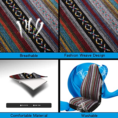 Baja Saddle Blanket Car Seat Covers 7PCS Full Set, Breathable and Washable Striped Woven Automotive Vehicle Seat Cover, Universal Seat Cover for Sedan, SUV, Airbag Compatible - color: High Back Baja Inca, size: Full Set