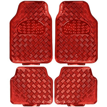 BDK Red All Weather Heavy Duty Car Floor Mats Interior Liners for Auto Van Truck SUV, Fits Front & Rear - color: Metallic Red