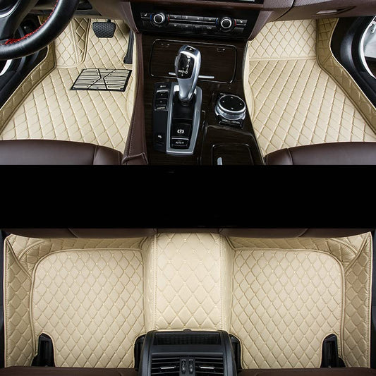 All-Weather car Floor Mats-Suitable for 98% of car Models Watherproof Leather car Floor mat (Color Beige) - color: Color Beige