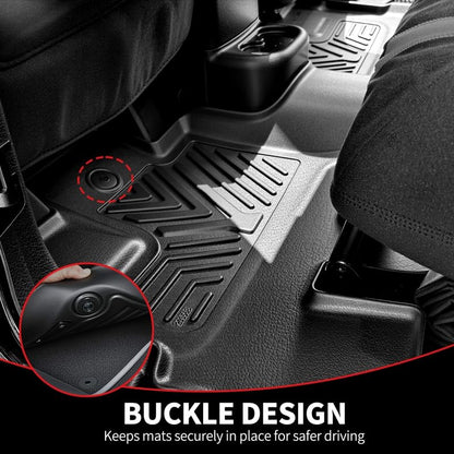 YITAMOTOR Floor Mats for Jeep Wrangler JK Unlimited 4 Doors 2014-2018 (Not for JL or 2-Door), All Weather Custom Fit Floor Liners 1st & 2nd Row Protection, Heavy Duty Car Mats Black - style: 2014-2018 Wrangler JK 1st & 2nd Row