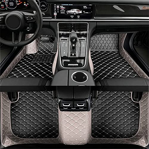 All-Weather car Floor Mats-Suitable for 98% of car Models Watherproof Leather car Floor mat (Gray and Black Beige) - color: Gray and black beige
