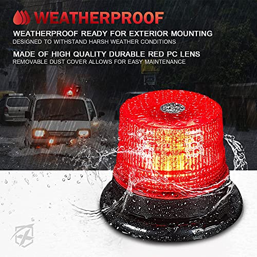 Xprite LED Beacon Light, Forklift Strobe Lights w/Magnetic Base for Construction Vehicles, TowTrucks, Security Patrol, Postal, Golf Carts, UTV ATV, Snow Plows-Red - color: Red