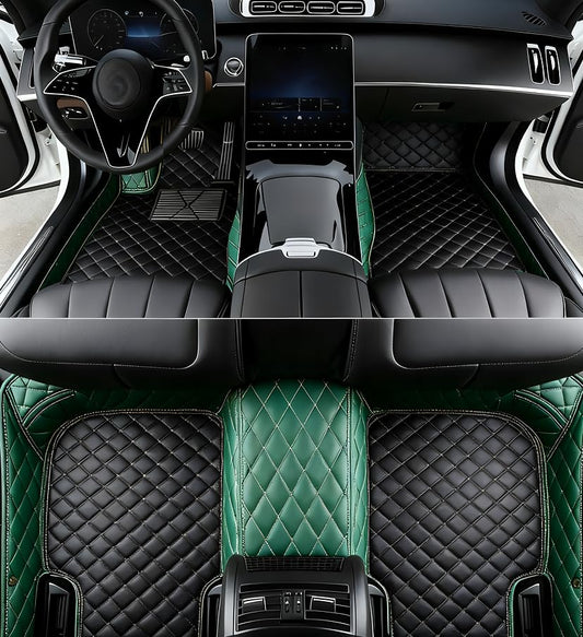 New Customized car Floor mats, Suitable for 99.9% of car Models, All-Weather car Floor mats, Fully Covered car Floor mats, Anti Slip and Waterproof car Floor mats (Green +Black) - color: green +black