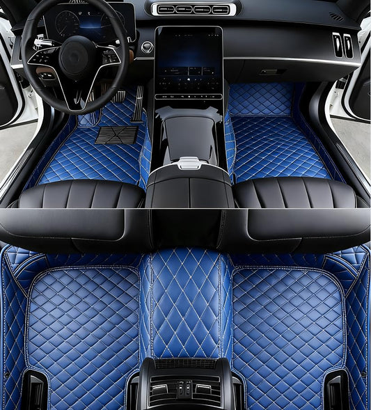 New Customized car Floor mats, Suitable for 99.9% of car Models, All-Weather car Floor mats, Fully Covered car Floor mats, Anti Slip and Waterproof car Floor mats (Blue) - color: blue