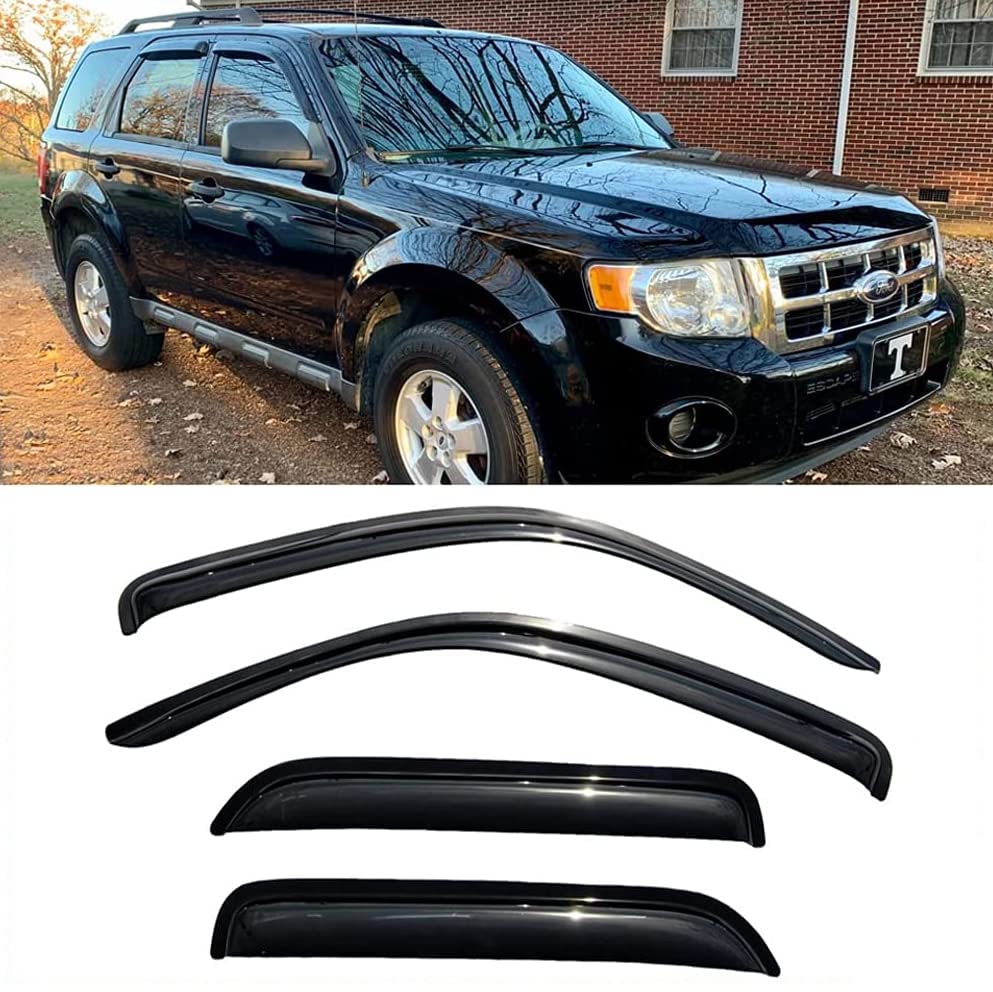 94059 Side Window Deflector Visor Rain Guard,Tape-on Shatterproof Dark Smoke,4pc window Shades fit for 2001-2012 Ford Escape, 2008-2011 Mazda Tribute, 2005-2011 Mercury Mariner - size: 4pcs 2001-2012 Escape (Outside Mount)