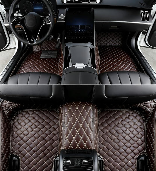 New Customized car Floor mats, Suitable for 99.9% of car Models, All-Weather car Floor mats, Fully Covered car Floor mats, Anti Slip and Waterproof car Floor mats (Dark Brown) - color: dark brown