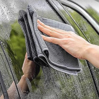 2PCS Car Wash Towel Glass Cleaning Water Drying Microfiber Window Clean Wipe Auto Detailing Waffle Weave (2Pcs-Gray) - color: 2pcs-gray