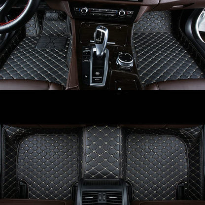 All-Weather car Floor Mats-Suitable for 98% of car Models Watherproof Leather car Floor mat (Black Beige) - color: Black beige
