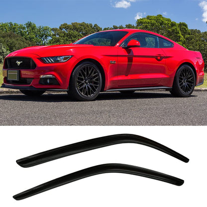 92359 Original Side Window Deflector Visor Rain Guard,Outside Mount Tape-on Shatterproof Dark Smoke,2pcs window shades fit for 2015-2024 Ford Mustang - size: 2pcs 2015-2024 Mustang (Outside Mount)